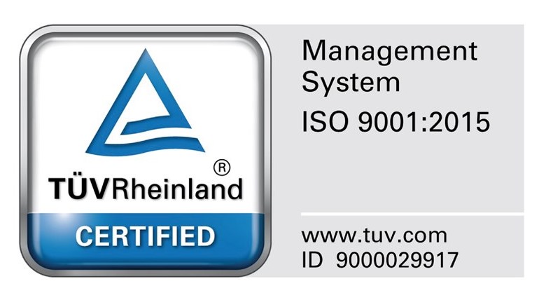 ISO 9001:2015 certified by TÜV Rheinland